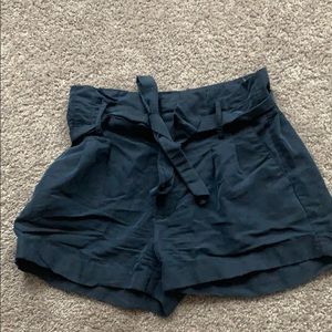 Blue paper bag shorts